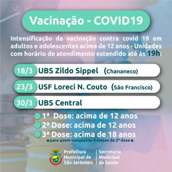 SÃO JERÔNIMO INTENSIFICA A VACINAÇÃO CONTRA A COVID-19